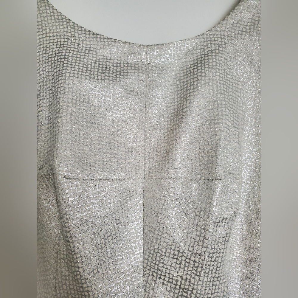 Club Monaco Shimmering Silver Mini Dress Sz 4 - Picture 3 of 5